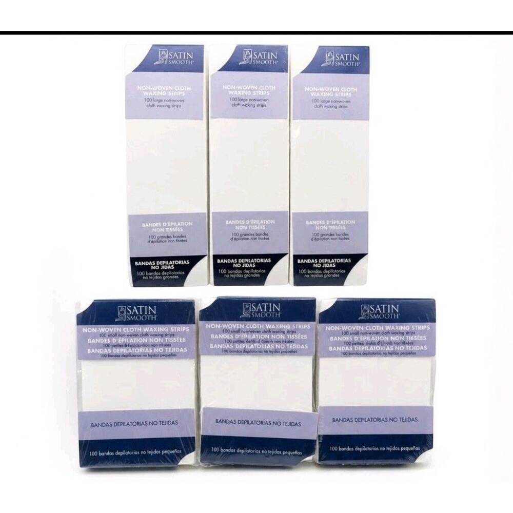 Satin Smooth Waxing Strips Lot 600 Count 3 Large 3 Small Non-Woven Cloth New